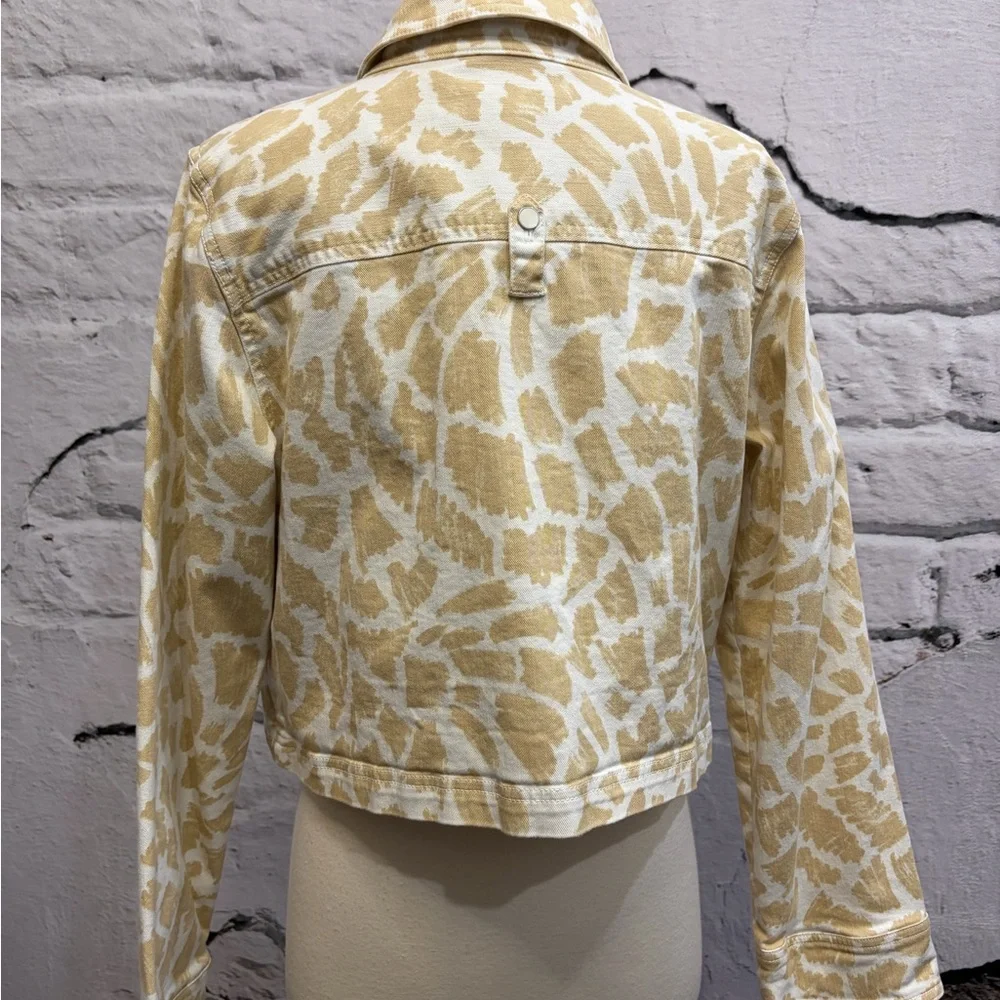 Anthropologie Maeve Animal Print Gardner Denim Cropped Jacket‎ Beige Neutral - Picture 7 of 10
